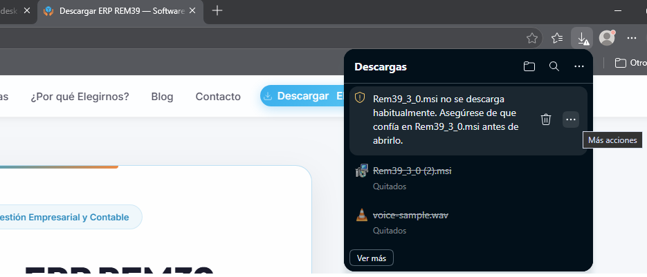 Paso 1: Menú de más acciones en descargas